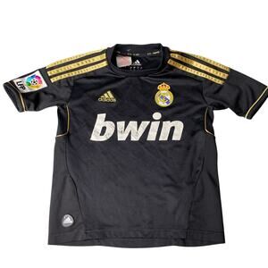 Real Madrid Jersey Boys Black Blank 2011 2012 Adidas Soccer Size 6X